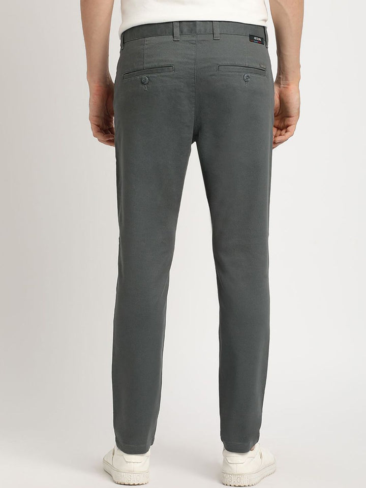 THE BEAR HOUSE Men's Slim Fit Mid Rise Casual Trouser