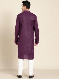 SOJANYA Kurta Lurus Berjalur Ungu Lelaki