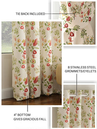 URBAN SPACE Pack of 2 White & Red Floral Printed Room Darkening Long Door Curtain