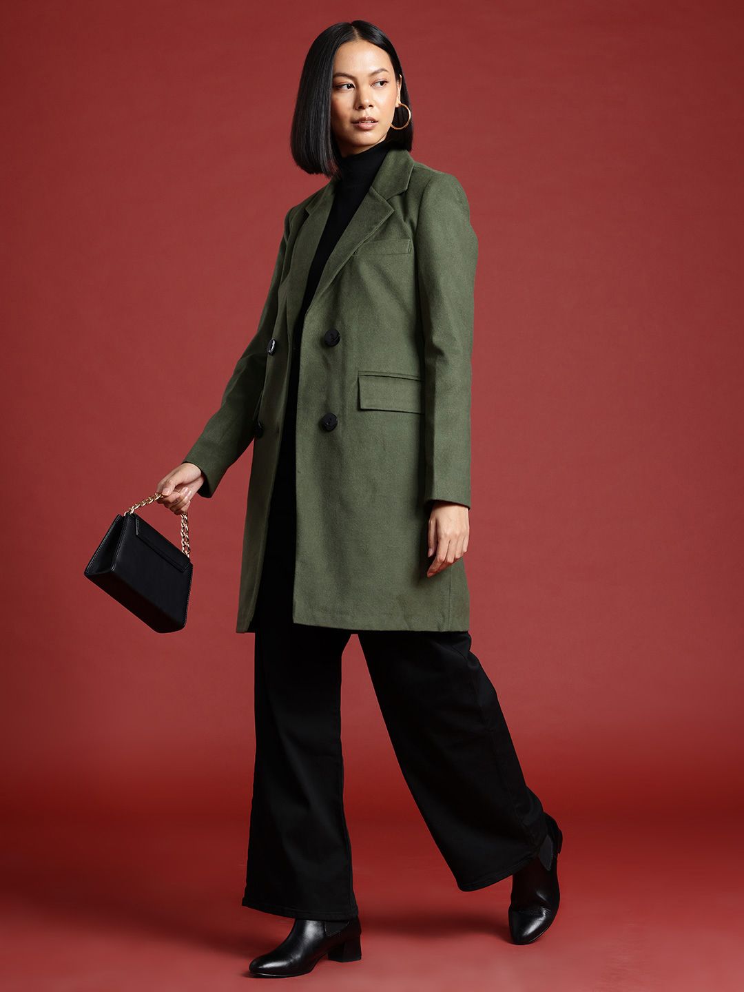 all about you Notched Lapel Collar Longline Overcoat