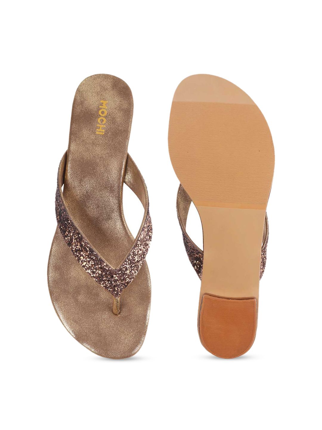 Mochi Women Gold-Toned Embellished Open Toe heels