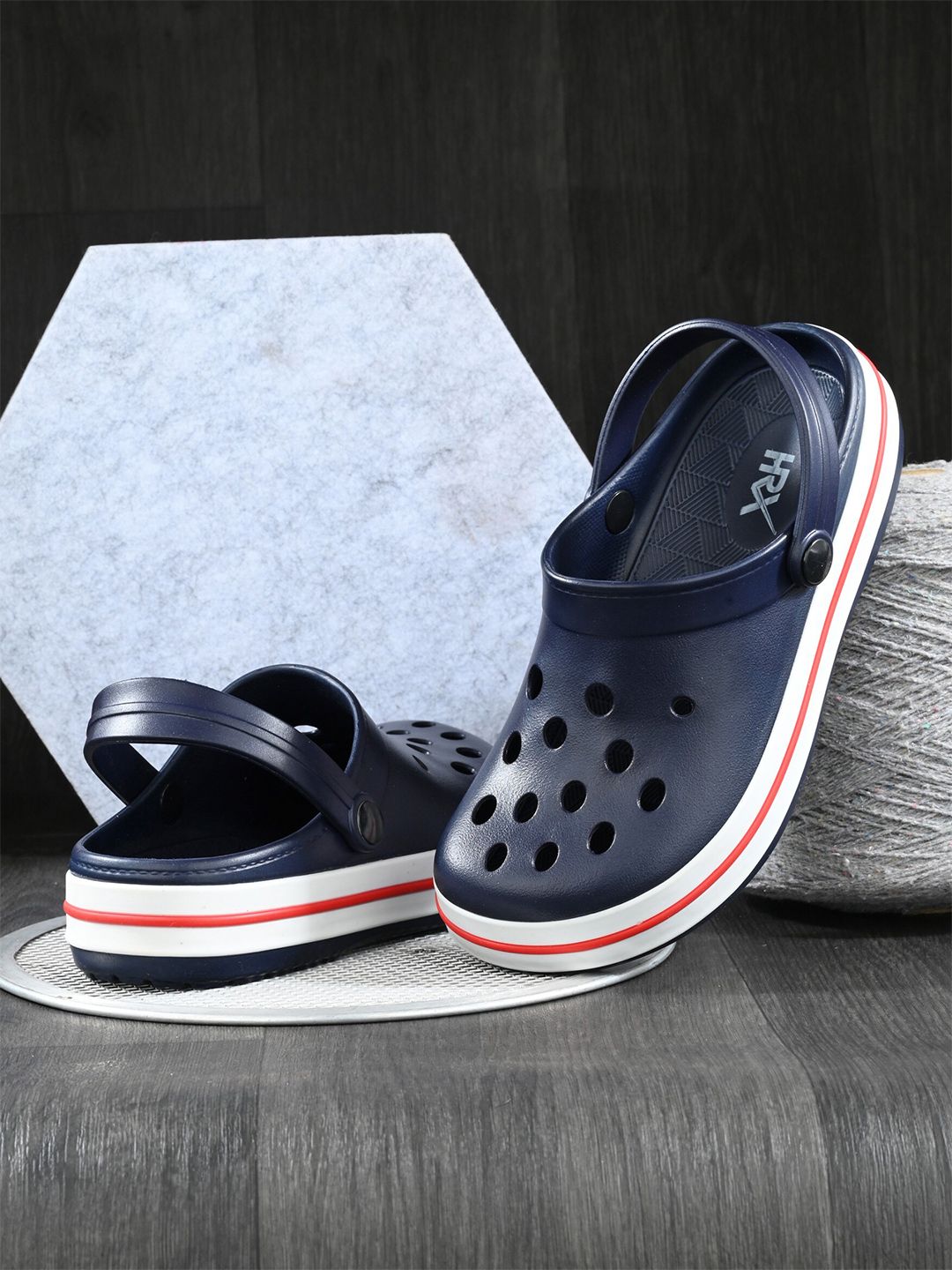 HRX by Hrithik Roshan Men Navy Blue & Red Rubber Clogs