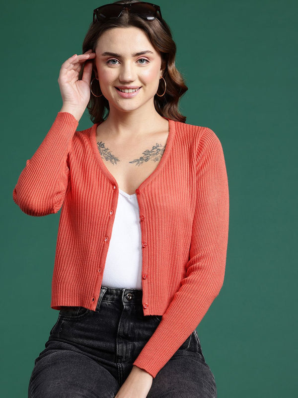 DressBerry Ribbed Crop Cardigan