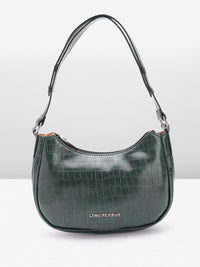 Lino Perros Croc-Textured Structured Baguette Bag