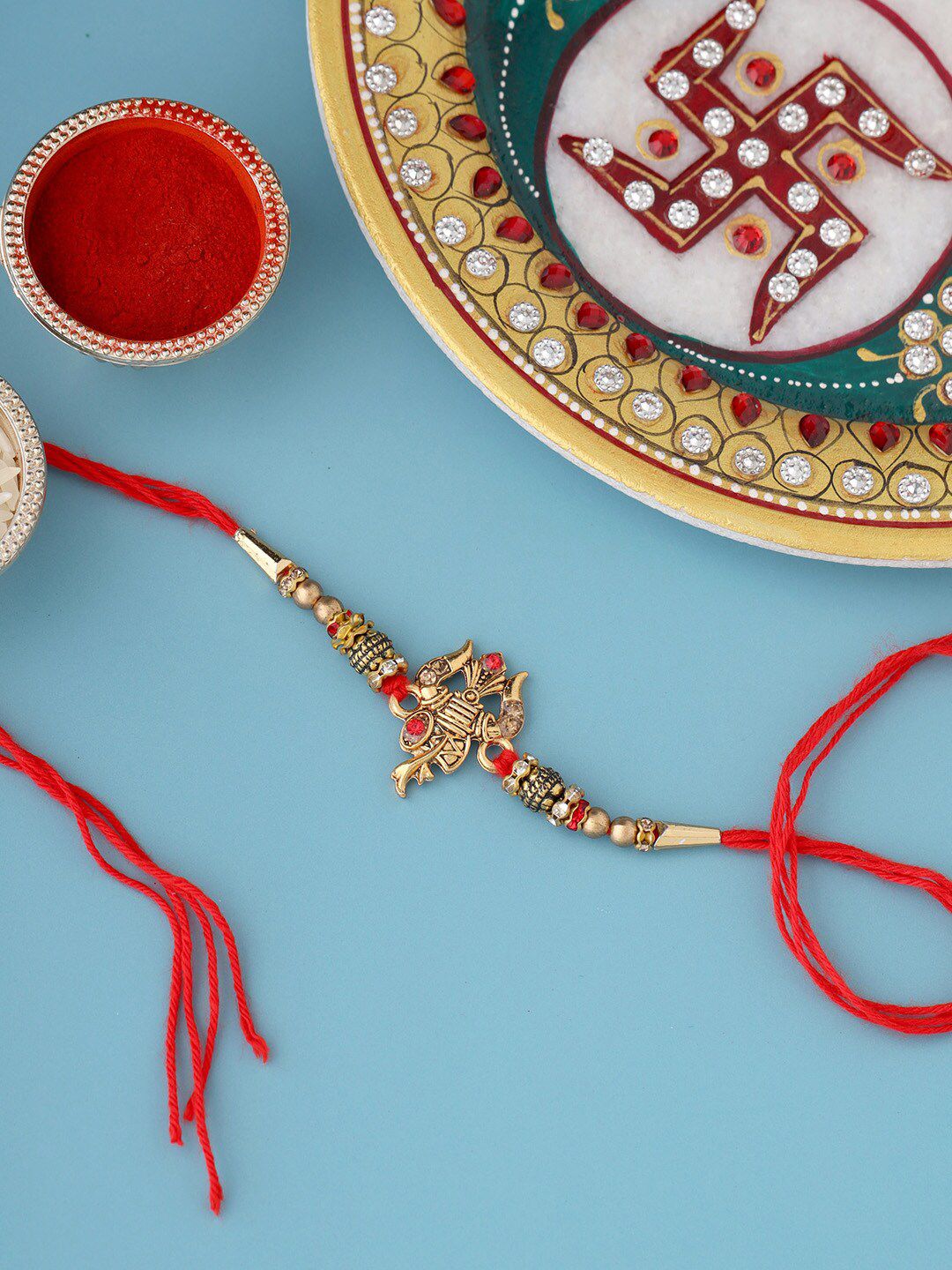 Voylla Designer Ganesha Rakhi with Roli Chaawal Pack