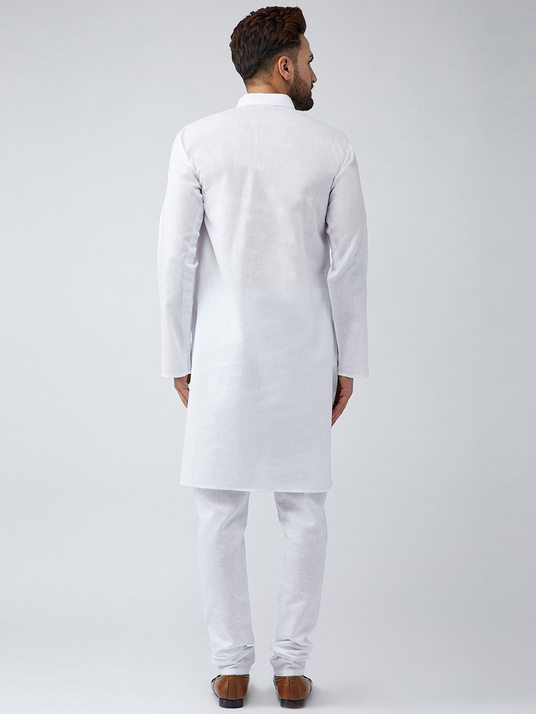SOJANYA Men White Solid Straight Kurta