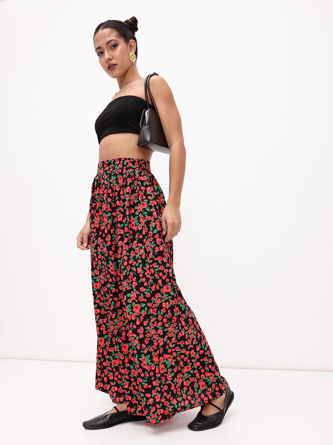 DressBerry Women Eye Catching Floral print A-Line Maxi Skirt