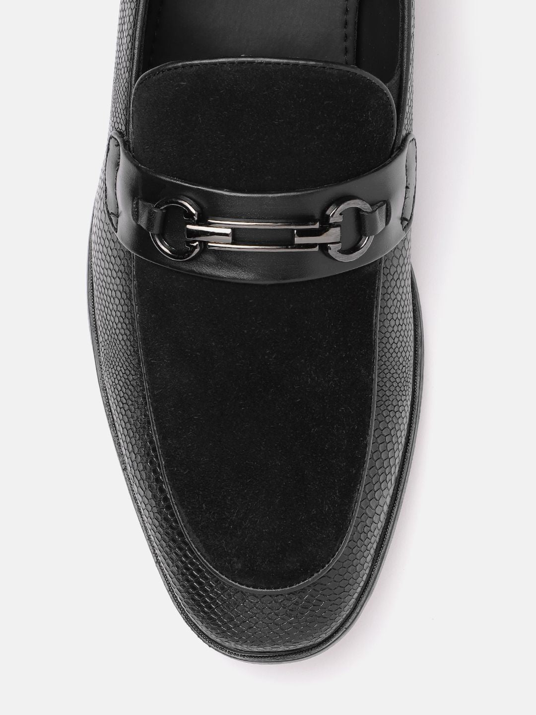 House of Pataudi Men Textured Formal Horsebit Loafers