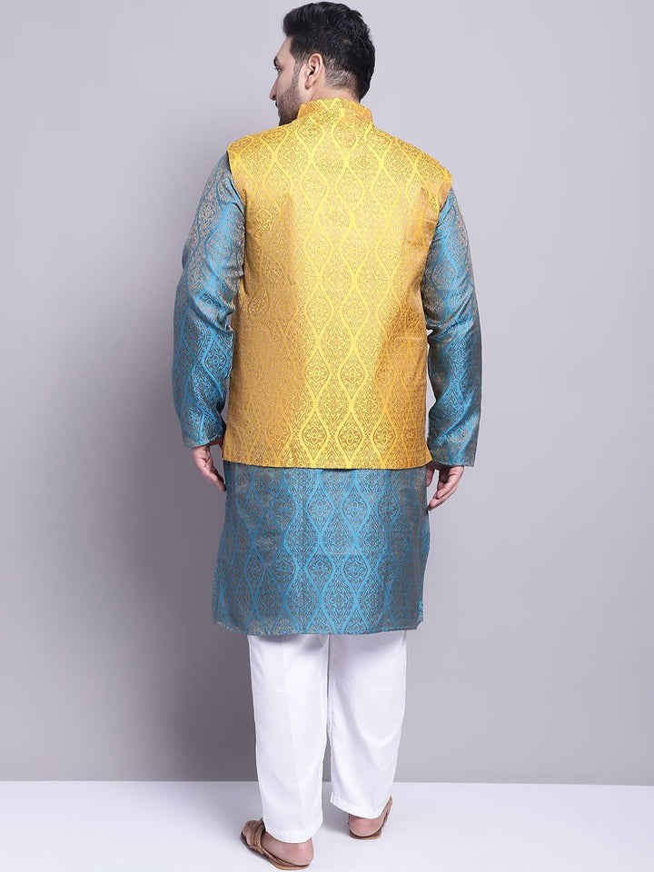 SOJANYA PLUS Ethnic Motifs Woven Design Kurta With Pyjamas & Nehru Jacket