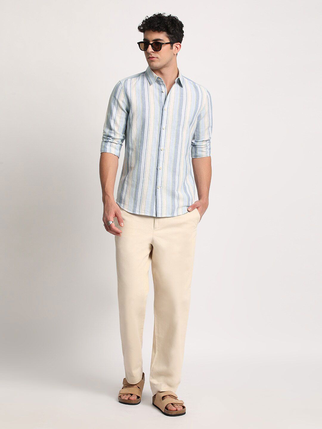 THE BEAR HOUSE Men Striped Slim Fit Spread Collar Casual Shirts