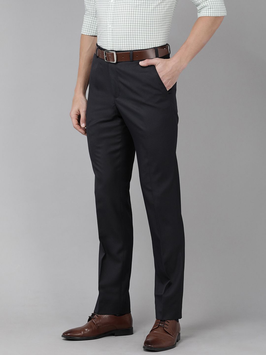Park Avenue Men Solid Smart Fit Formal Trousers
