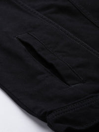 The Indian Garage Co Men Black Typography Lightweight Cotton Denim Jacket