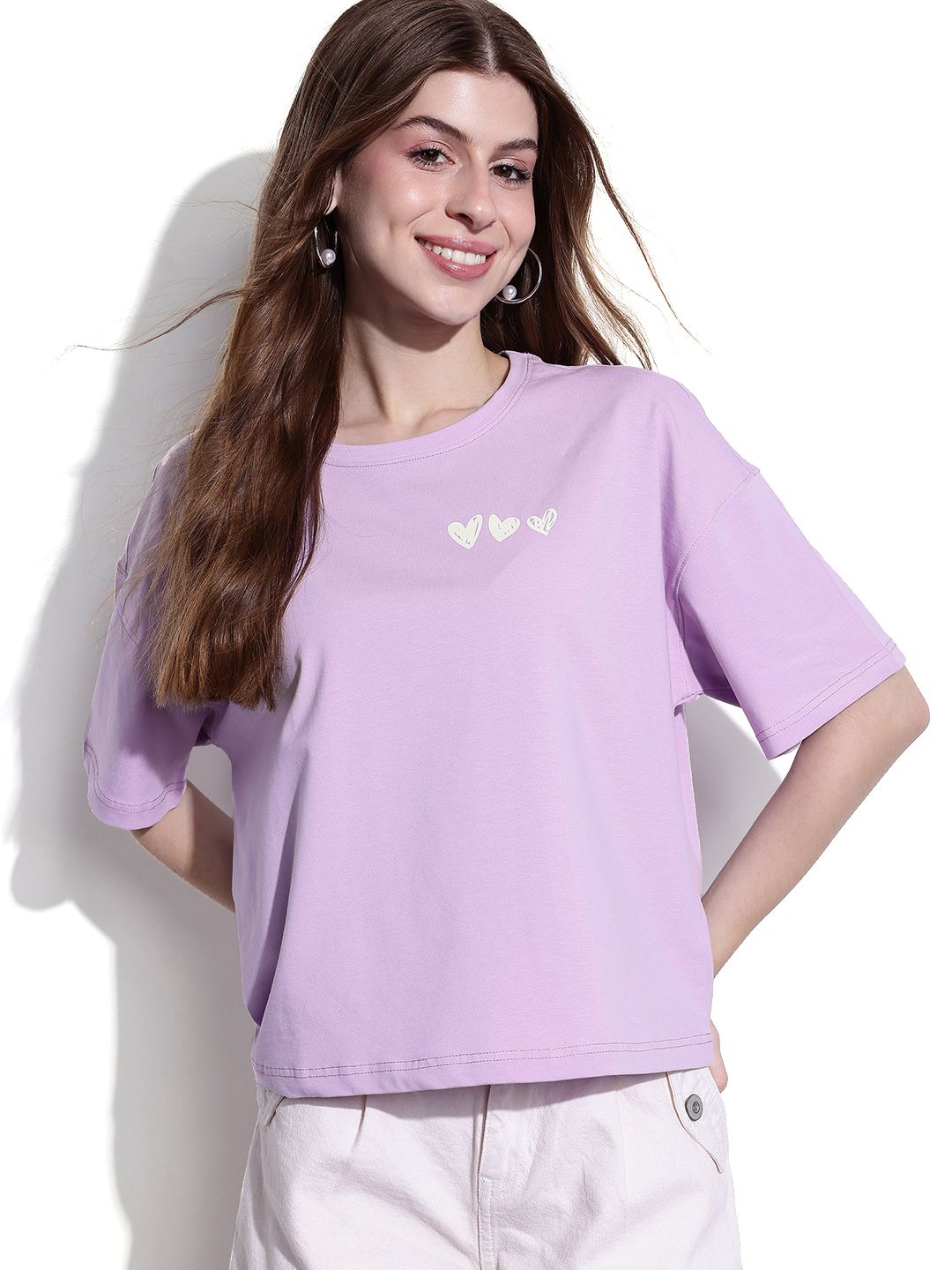DressBerry Lavender Haze Little Hearts Oversized T-shirt