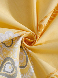 KLOTTHE Yellow Floral Pure Cotton 400 TC Fitted King Superfine Bedsheet with 2 Pillow Covers-98 x 89 inches