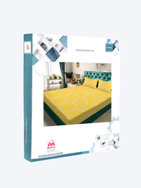 Myntra Elegant Homes Yellow Geometric 300 TC King Bedsheet dengan 2 Sarung Bantal