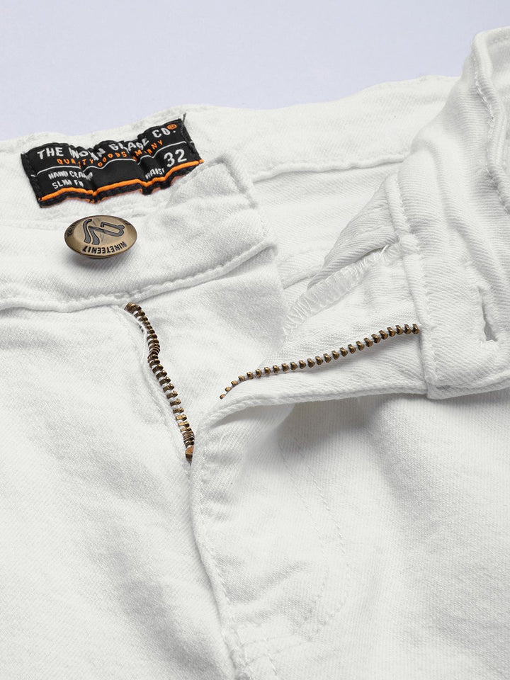 The Indian Garage Co Men White Slim Fit Jeans