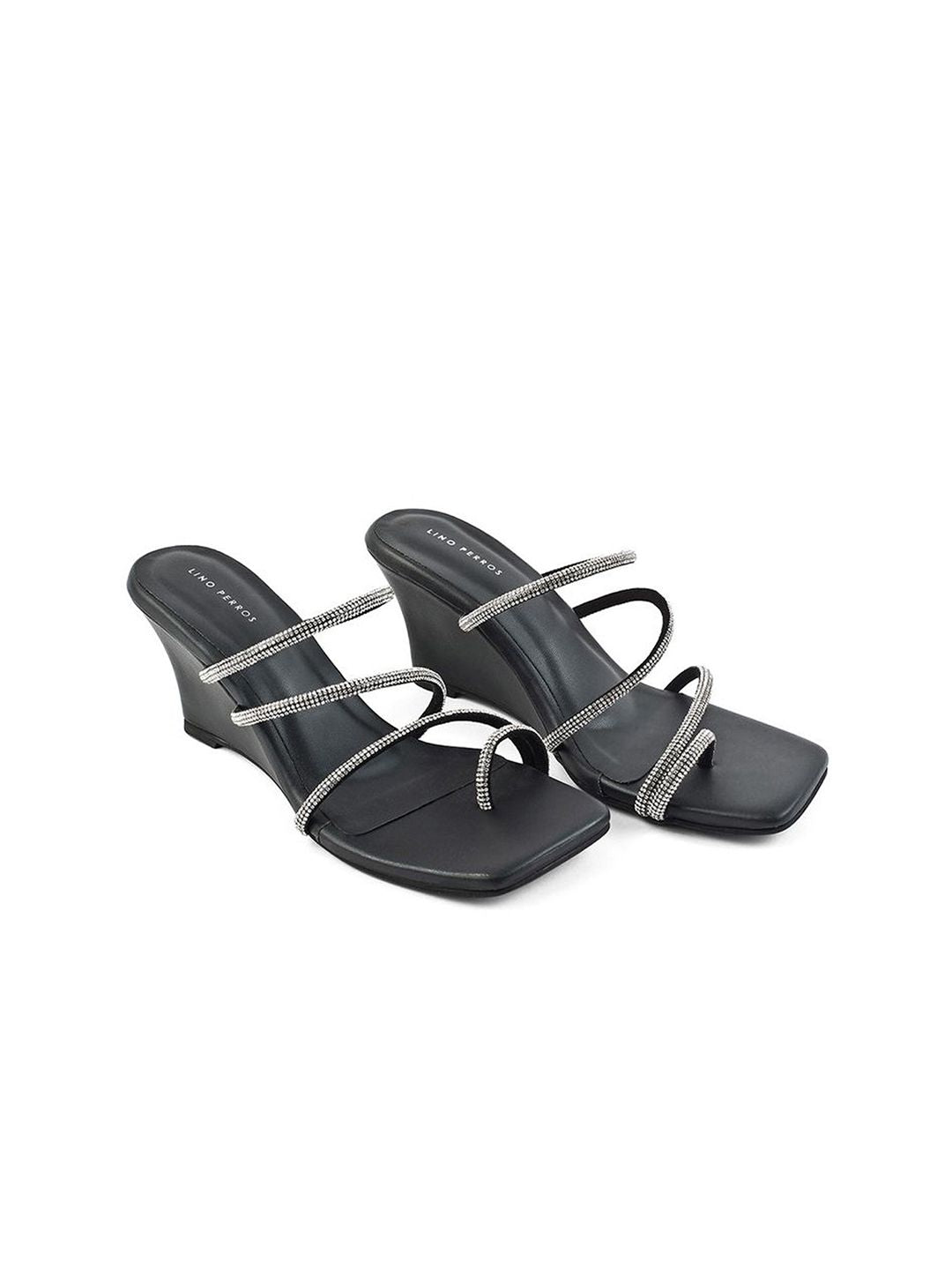 Lino Perros Embellished Open Toe Wedge Sandals