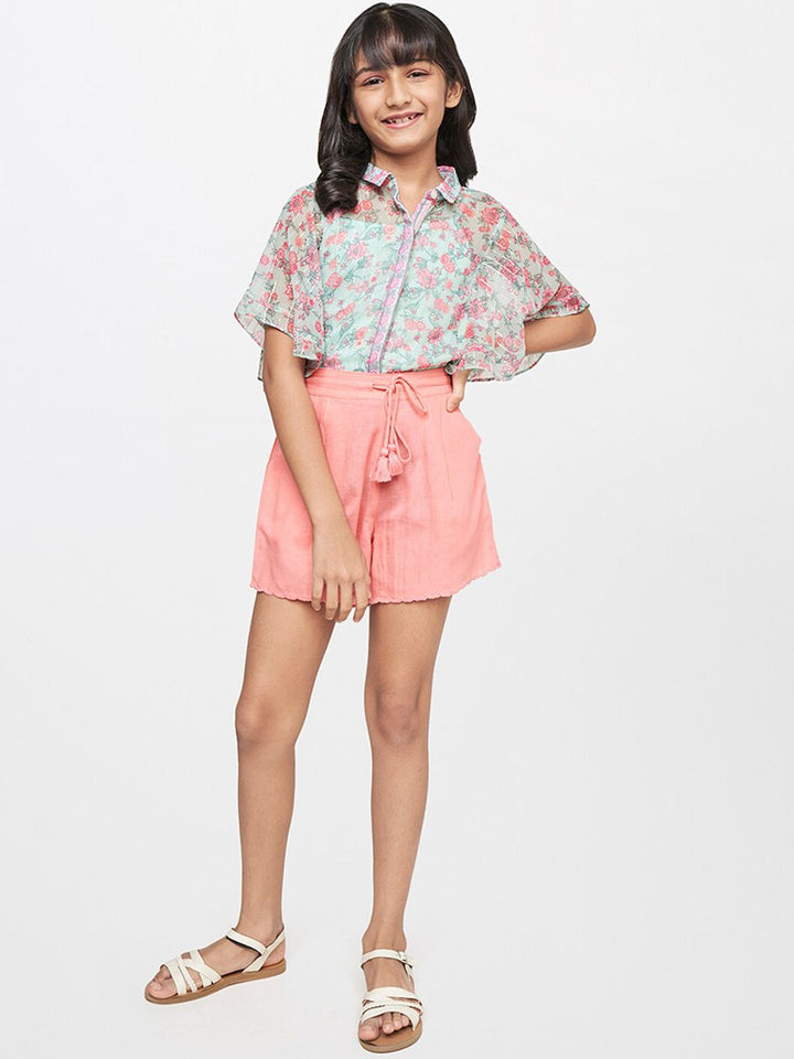 Global Desi Girls Coral Loose Fit Shorts
