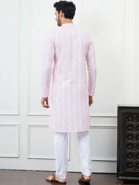See Designs Floral Embroidered Chikankari Pure Cotton Straight Kurta with Trouser