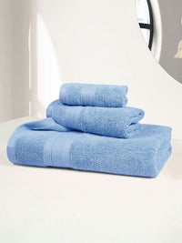 MYTRIDENT Soft Comfort Turquoise Blue 3 Pieces Pure Cotton 500 GSM Towel Set