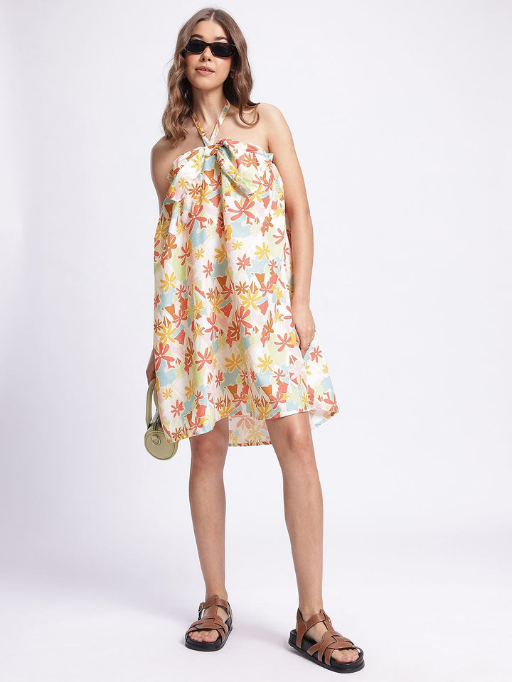 DressBerry Summer Breeze Floral Print Bow-Detail Sheath Dress