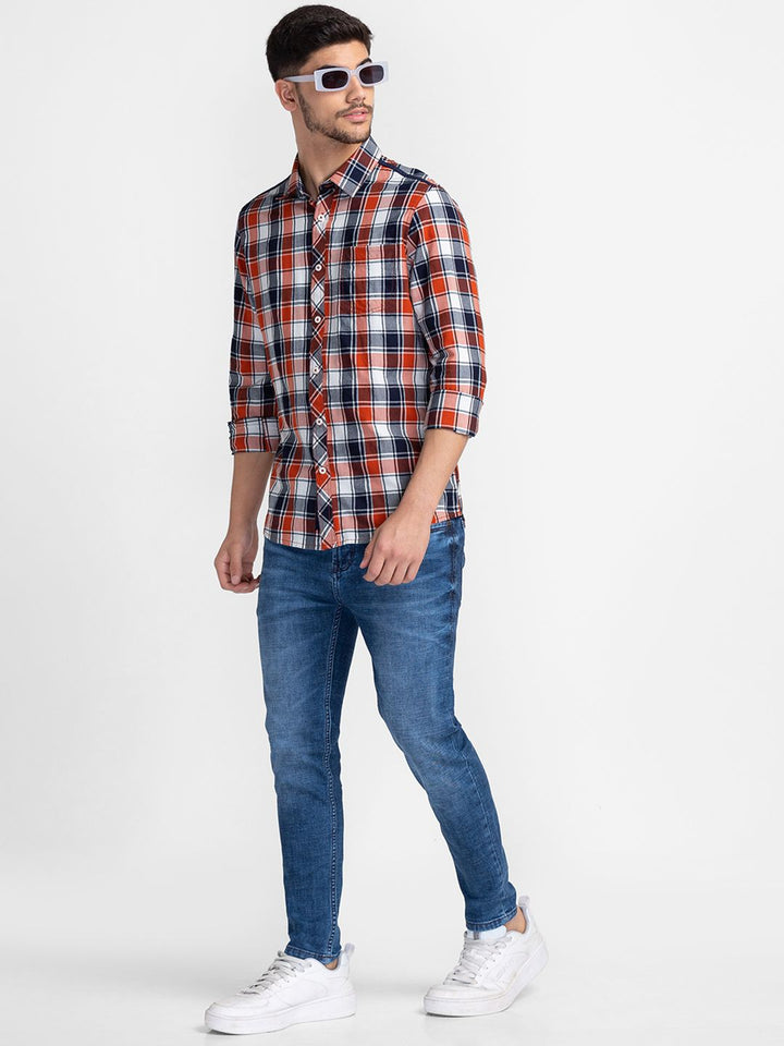 Being Human Cotton Slim Fit Tartan Checked Casual Shirt