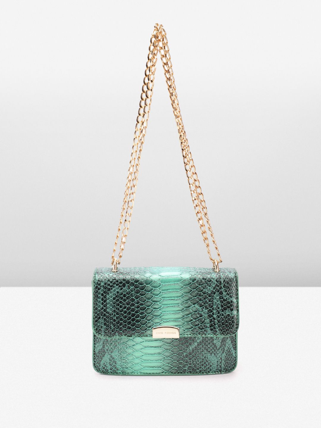Lino Perros Snakeskin Textured Structured Shoulder Bag