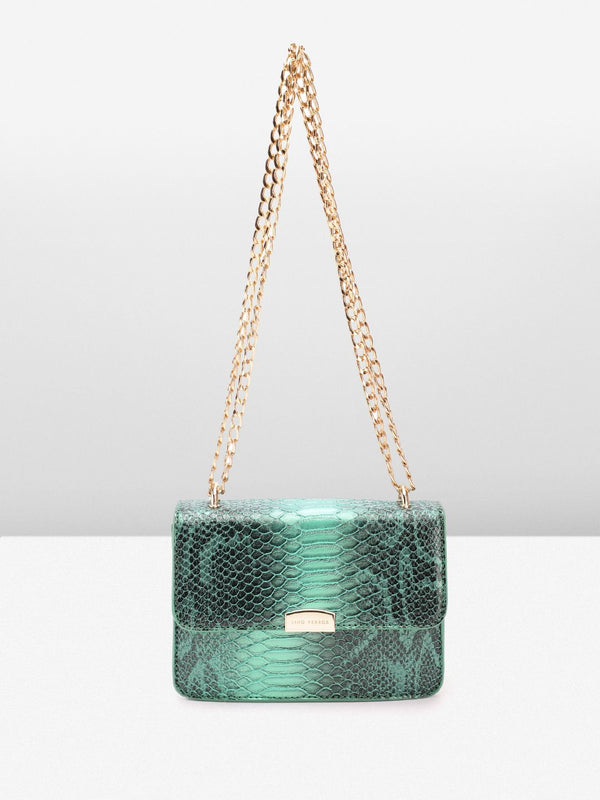 Lino Perros Snakeskin Textured Structured Shoulder Bag