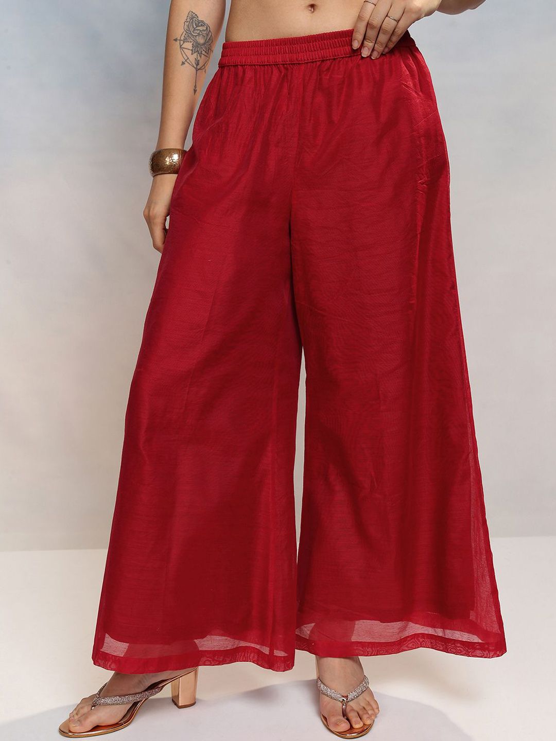 Vishudh Women Ethnic Motifs Embroidered Regular Thread Work Kurta with Palazzos