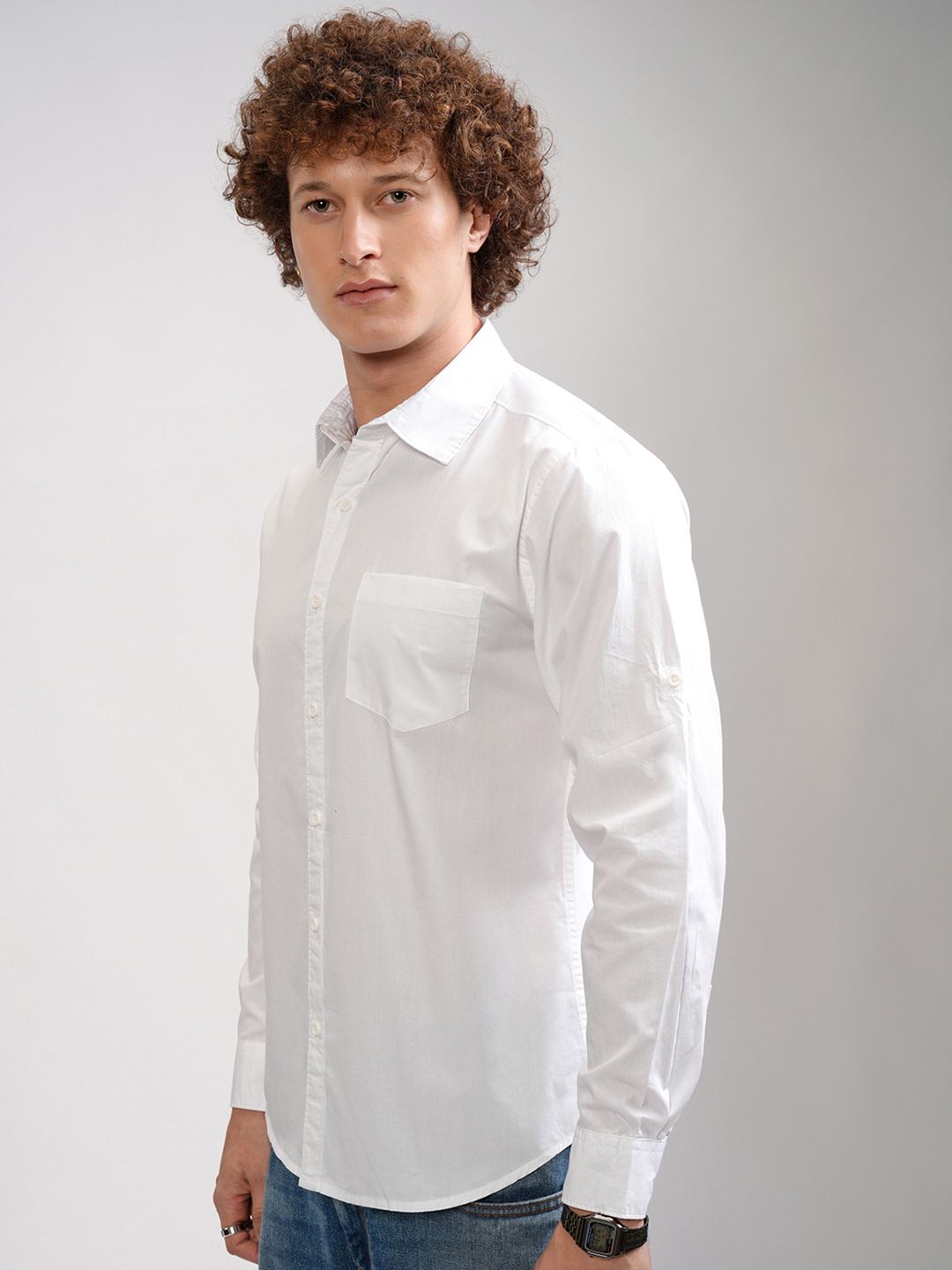 HIGHLANDER Men White Slim Fit Casual Shirt
