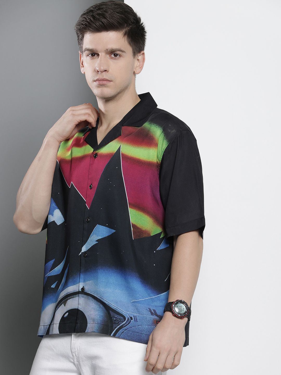 The Indian Garage Co Men Oversized Abstract Printed Resortwear Shirt