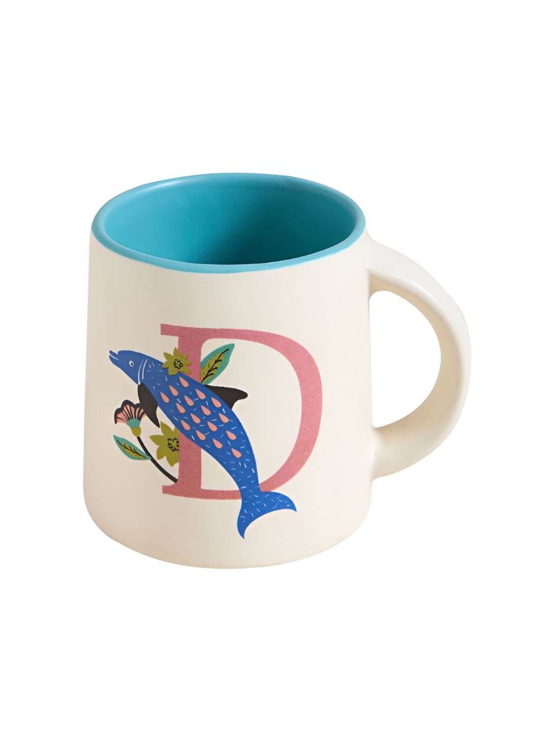 Chumbak Off White & Blue Printed Ceramic Glossy Mug 300 ml