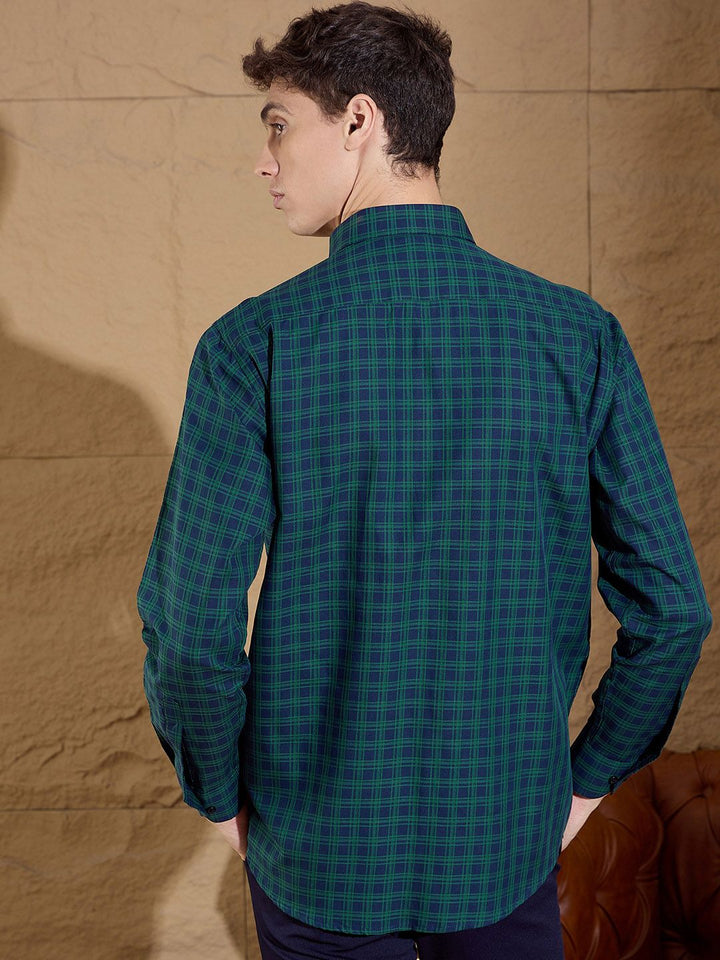 DENNISON Men's Tartan Checks Cotton Casual Shirt
