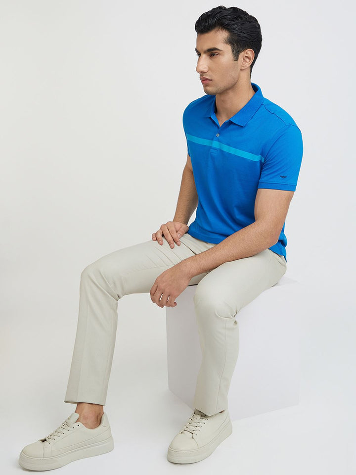Park Avenue Striped Polo Collar Slim Fit T-shirt
