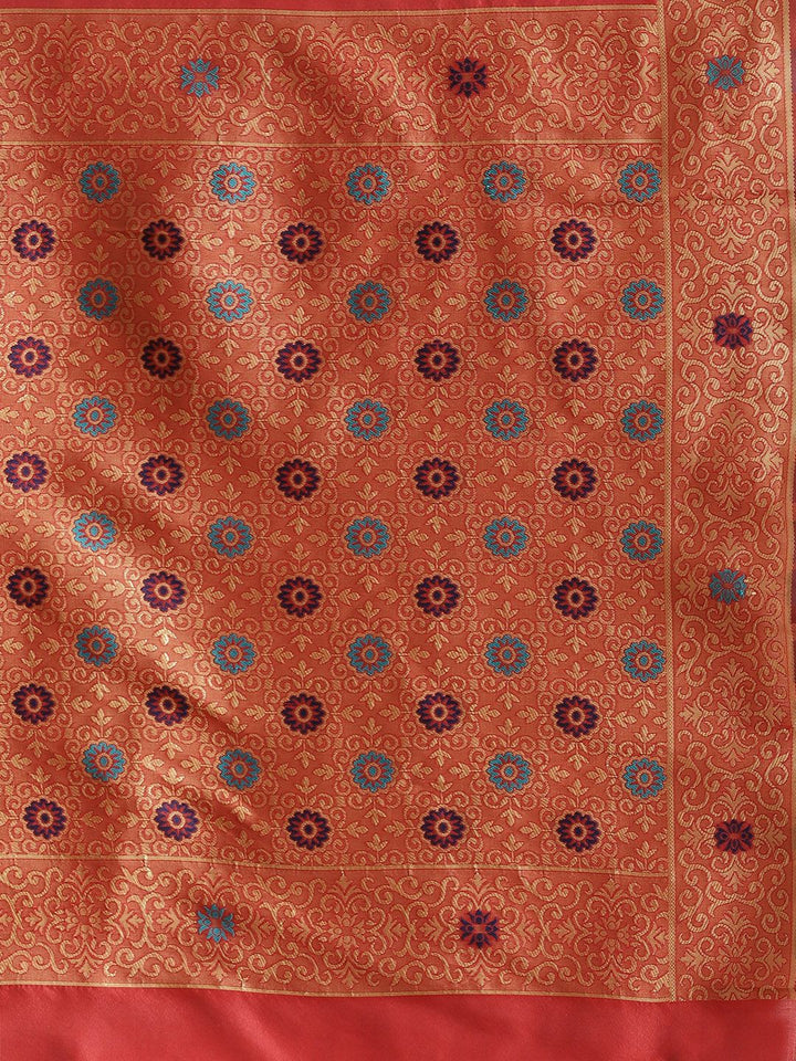 Saree mall Red & Golden Woven Design Banarasi Saree