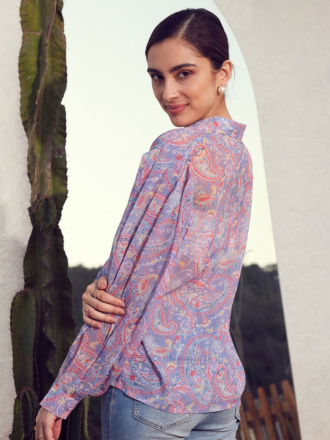STREET 9 Lavender Comfort Paisley Printed Casual Shirt