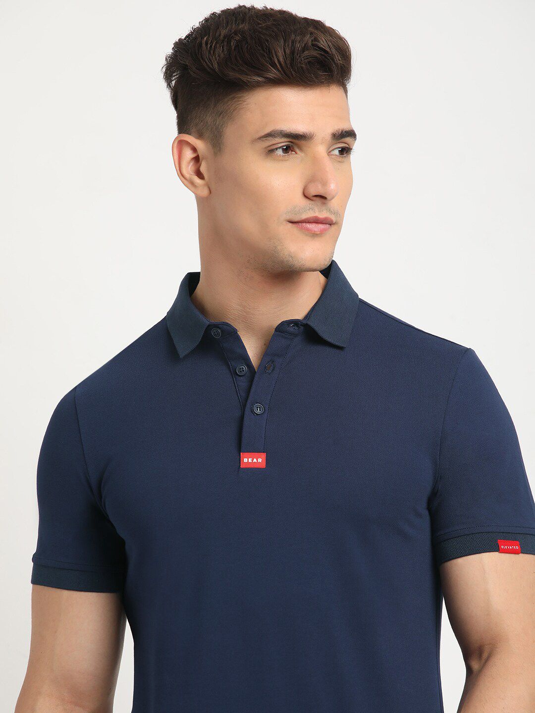 THE BEAR HOUSE Polo Collar Short Sleeves Slim Fit T-shirt