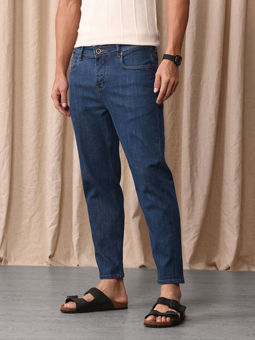Mr Bowerbird Men Cropped Tapered Fit Stretchable Jeans