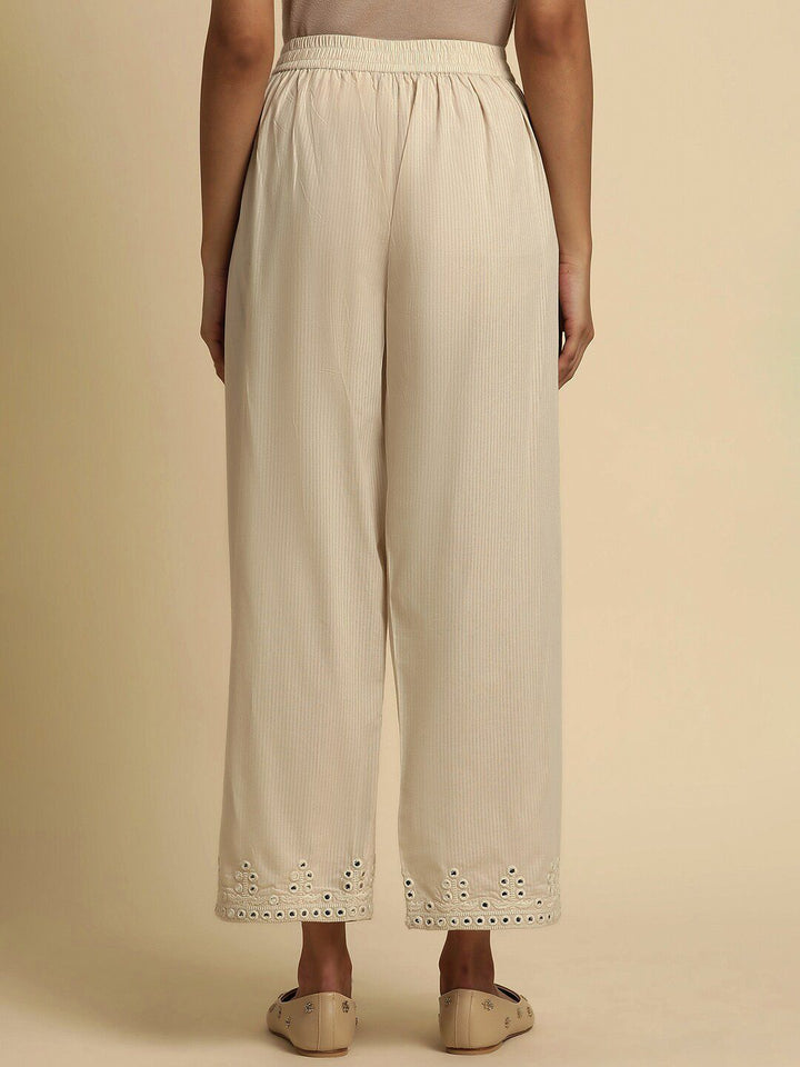 W Women Mid-Rise Pure Cotton Ethnic Parallel Trousers