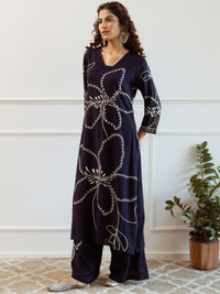 Indo Era Women Floral Embroidered Regular Sequinned Kurta with Trousers