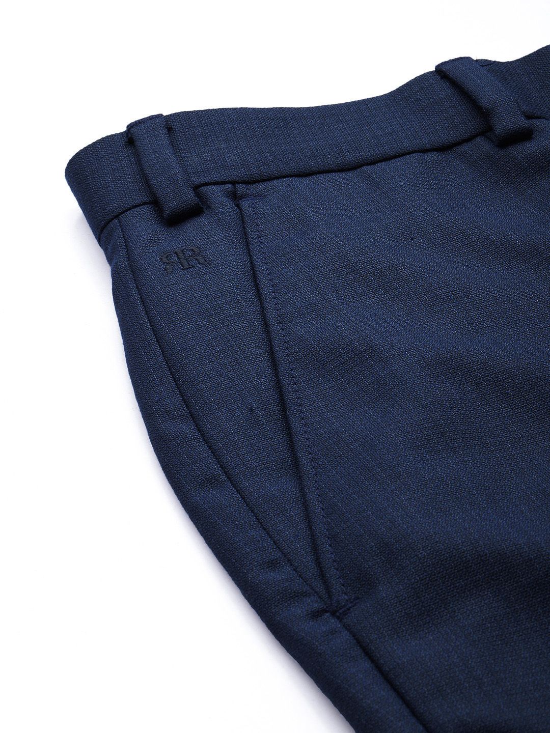 Raymond Men Textured Micro Checked Flat-Front Slim Fit Formal Trousers
