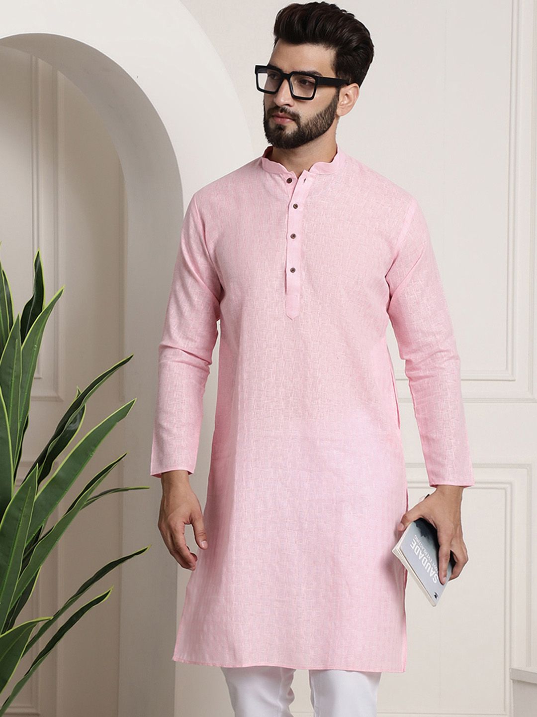 SOJANYA Berkolar Mandarin Lengan Panjang Kurta Lurus