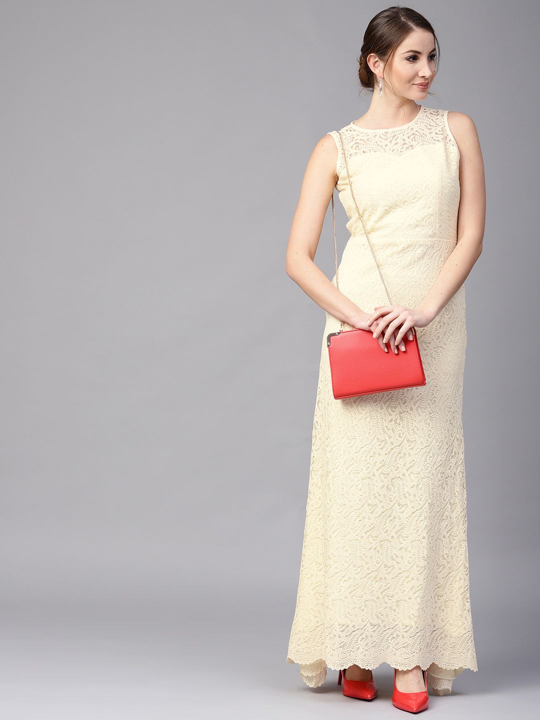 Athena Yellow Lace Maxi Dress
