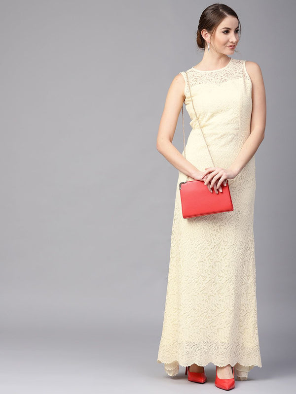 Athena Yellow Lace Maxi Dress