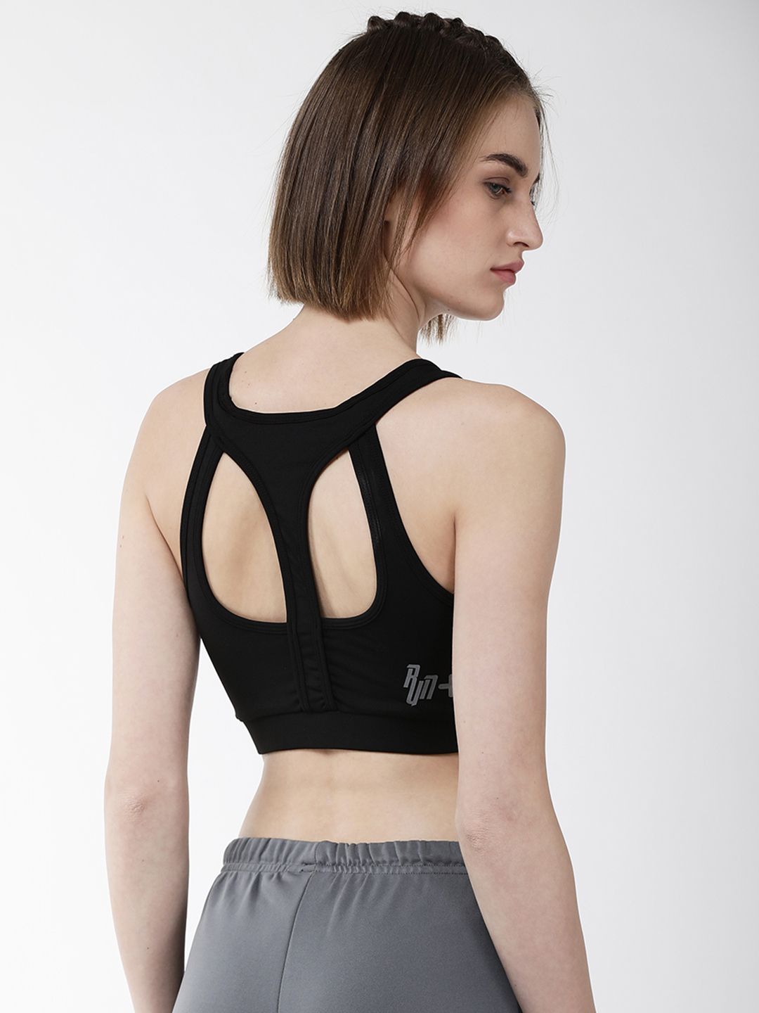 Alcis Women Black Solid Non-Wired Lightly Padded Sports Bra WBRSSR1573
