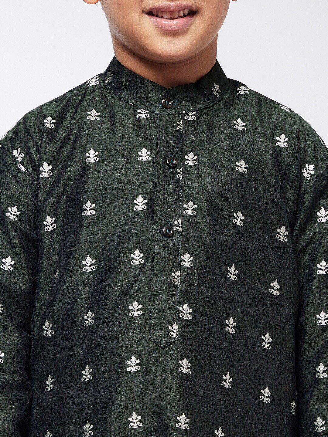 SOJANYA Boys Green & White Ethnic Motifs Printed Straight Kurta