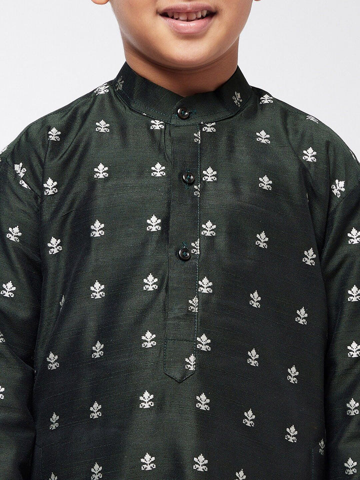 SOJANYA Boys Green & White Ethnic Motifs Printed Straight Kurta