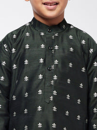 SOJANYA Boys Green & White Ethnic Motifs Printed Straight Kurta