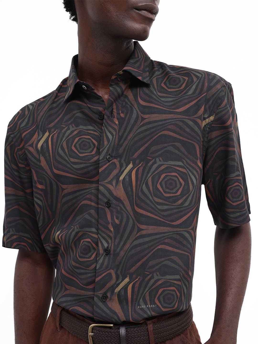 RARE RABBIT Men Marfik Boxy Abstact Printed Shirt