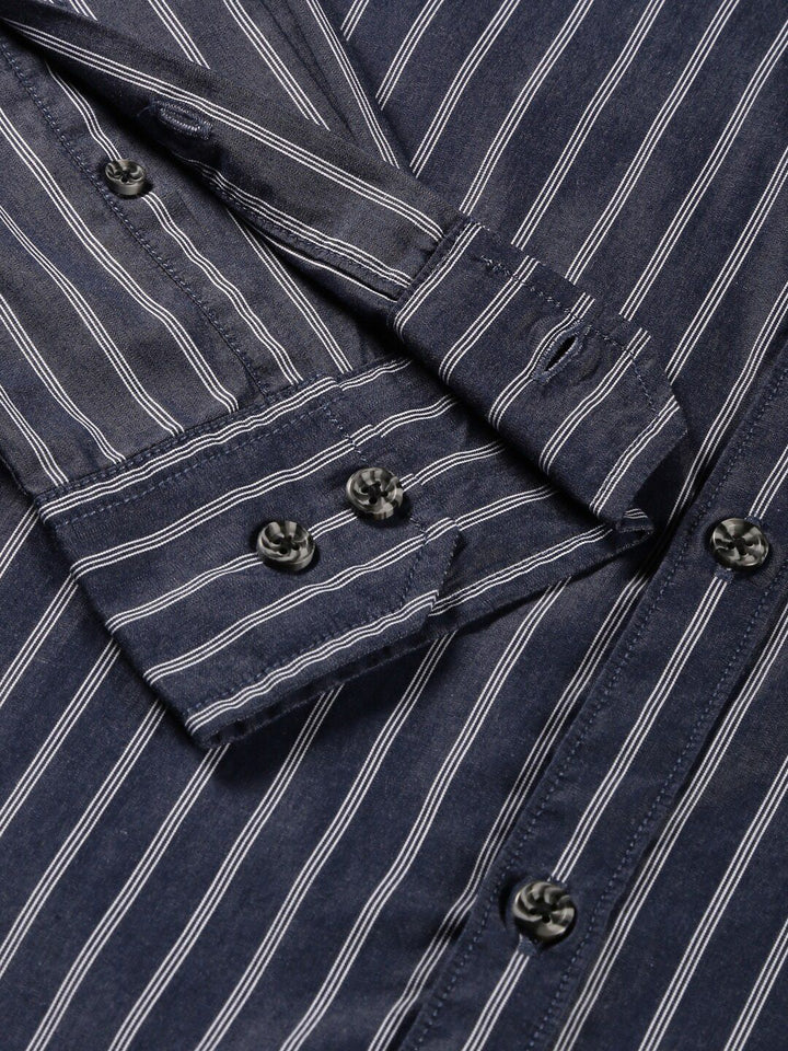 Thomas Scott Standard Slim Fit Vertical Striped Cotton Casual Shirt